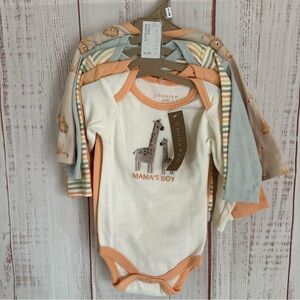 Chick pea 5 pack long sleeve  bodysuits mamas boy safari print